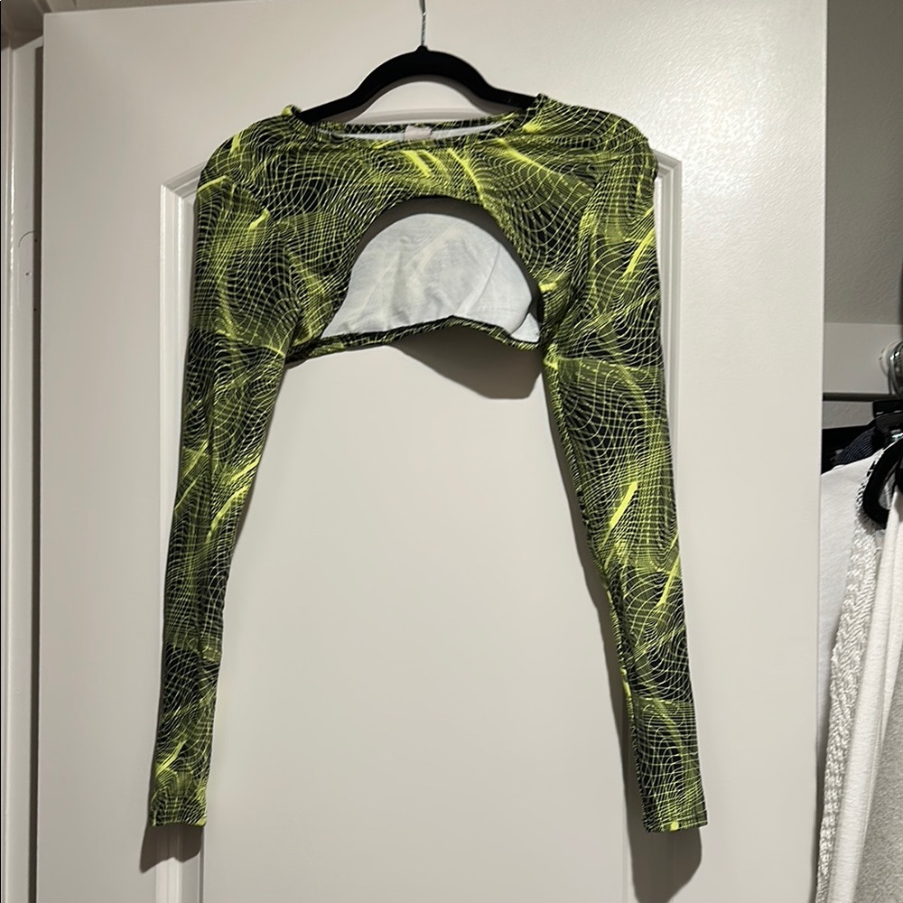 iHeartRaves Green Cut Out Crop Bodysuit